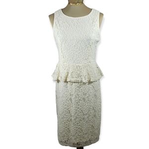 Cato Ivory Peplum Sheath Dress Size 10